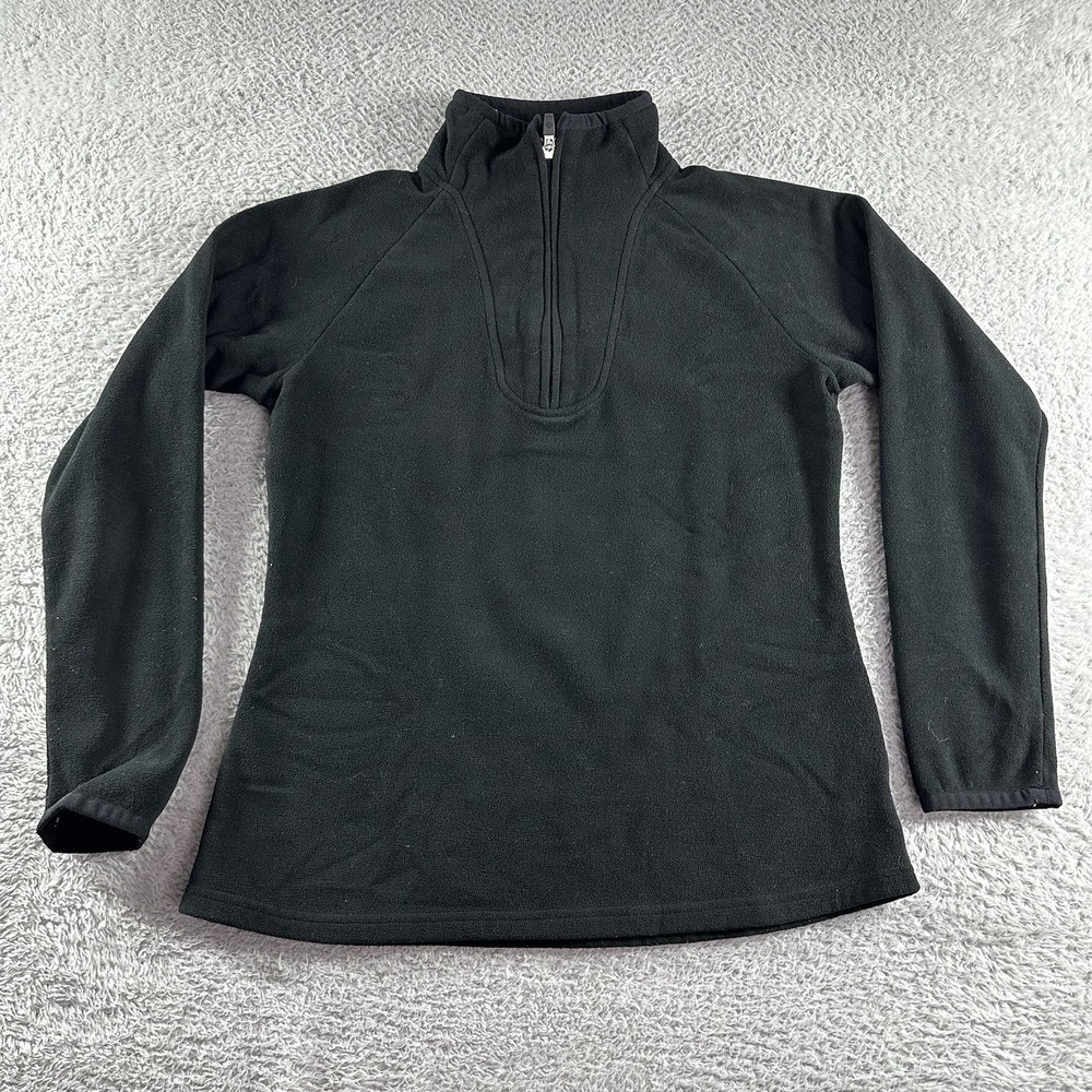 Eddie Bauer 1/4 Zip Fleece Sweater Womens Small Black Athletic Comfort Pullover